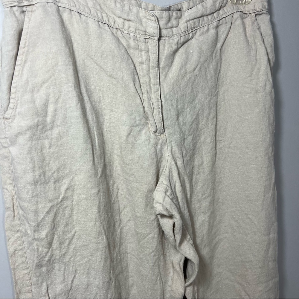 Vintage Chico's Tan Linen Pants Casual Summer Slacks Relaxed Fit Trousers Vacay - Picture 7 of 8